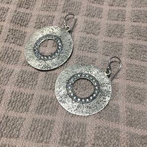 Silpada Hammered Sterling Silver CZ Earrings